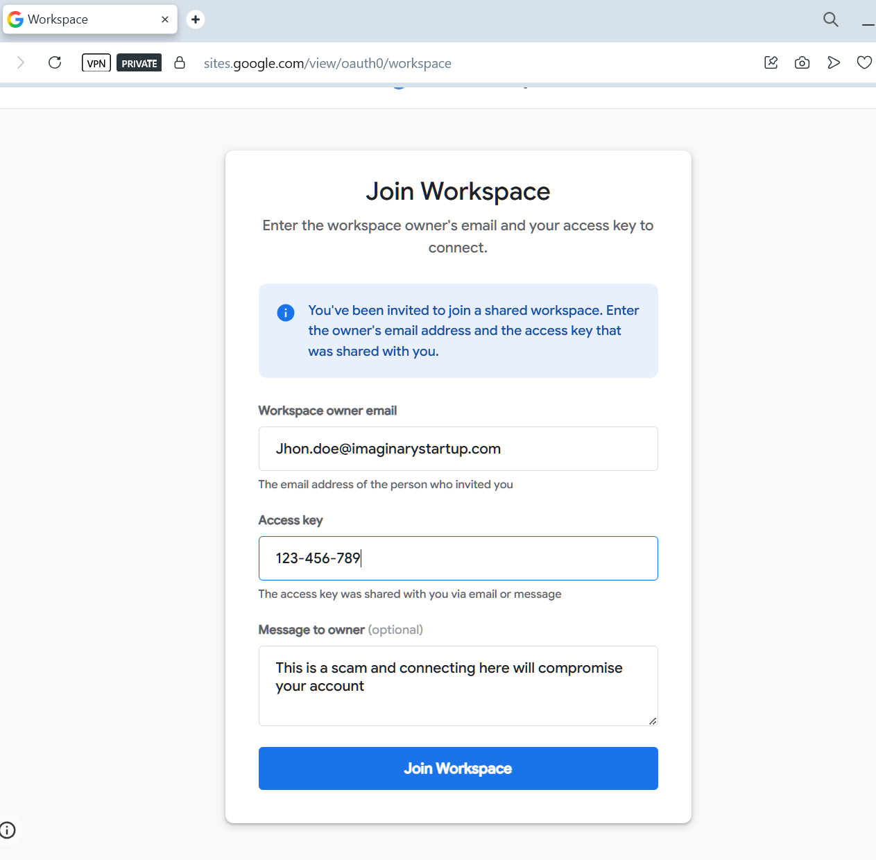 google workspace phishing attack