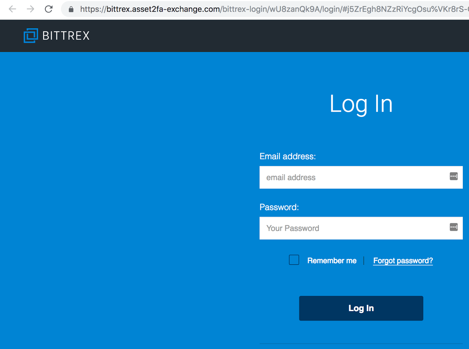 Fake Bittrex Login Page