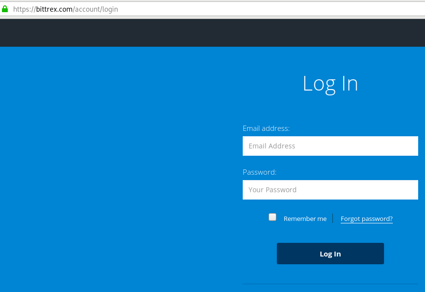 Real Bittrex Login Page