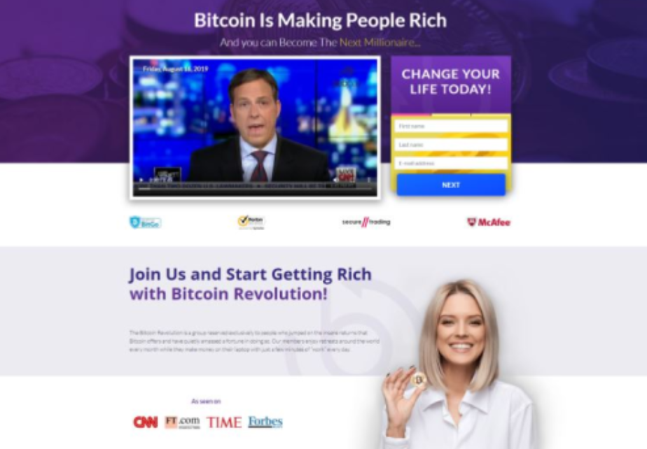 Fake exchange screenshot